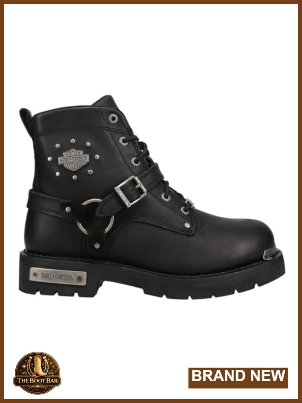 Harley-Davidson Becky Studded Leather Motorcycle Ankle Boots Low Heel